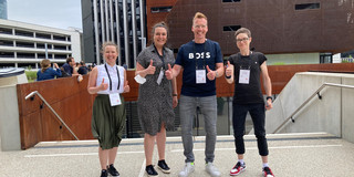 Olga Wagner, Ronja Vorberg, Uwe Wilkesmann, Sabine Lauer at the conference venue